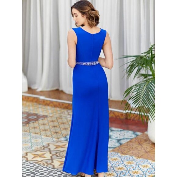 NWT Beaded Crepe A-line Dress Dusty Blue Size 22 - Picture 4 of 7